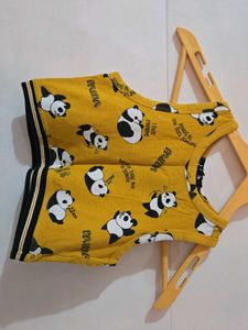 Cute Panda Print Crop Top