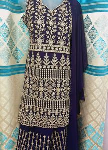 Elegant heavy embroidered palazzo set