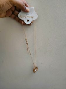 Unused Golden Color Chain With Stone Pendant