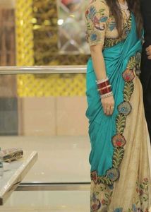 Elegant Green &amp; Beige Saree