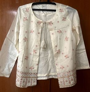 White Ethnic Jacket with Embellishments