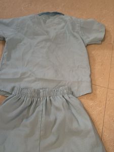 Boys Light Blue Cotton Shirt and Shorts Set