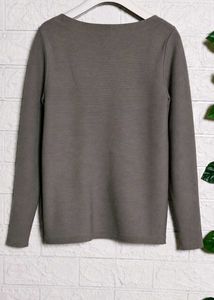 Classic Grey Ribbed Long Sleeve Top