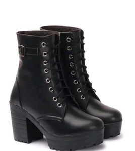 Black Platform Lace-Up Boots