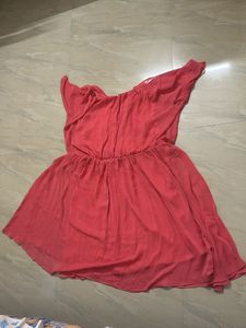 Coral Off-Shoulder Mini Dress red