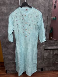 Light Blue Checkered Kurta