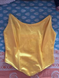 Yellow Satin Corset Top✨