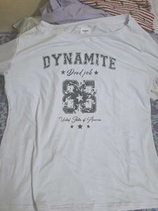 White "Dynamite" Graphic T-Shirt