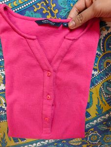 Pink Three Quarter Sleeve Top