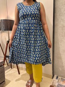Elegant Blue &amp; Yellow Kurta Set