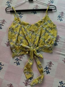 Yellow Printed Crop Top