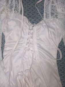 White Lace Sleeve Dress