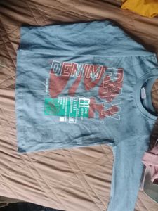 Blue "Denim Raw" Graphic T-Shirt