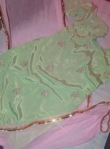 Shiny Mint Green Patiala suite