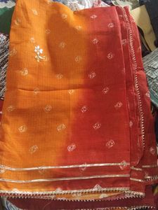 Orange and Red Ombre Saree