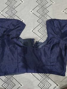 Elegant Blue Silk Blouse