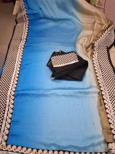 Double Shaded Blue Satin With Heavy Border