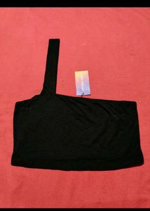 Black One Shoulder Crop Top
