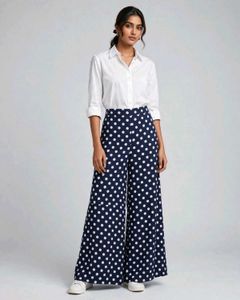 Navy Polka Dot Palazzo Pants