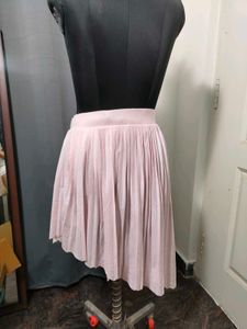 Pink Pleated Asymmetrical Skirt
