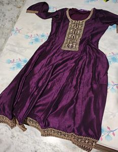 Libas heavy flare purple Embroidered Kurta Sets