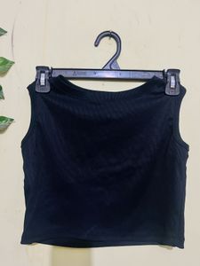 Sleek Black Sleeveless Crop Top