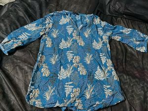 Max Blue Floral Print Tunic Top