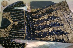 Elegant Velvet Dress With Zari Work