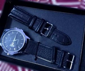 Classic Black Leather Strap Watch
