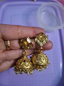 Elegant Gold-Tone Jhumka Earrings