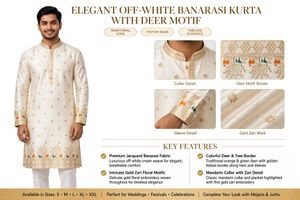 Elegant Off-White Banarasi Kurta