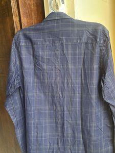Men's Blue Plaid Slim Fit Shirt