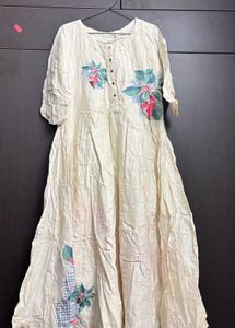 Cream Floral Print Maxi Dress