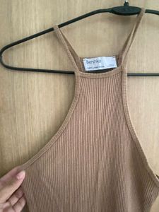 Ribbed Knit Maxi Dress with High Slit
