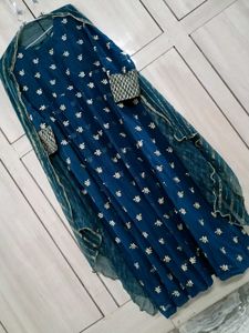 Teal Dress With Pant N Dupatta