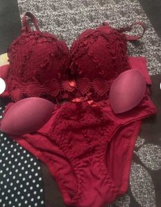 Women's Honeymoon Hot Lacy Red Bra &amp; Panty Set