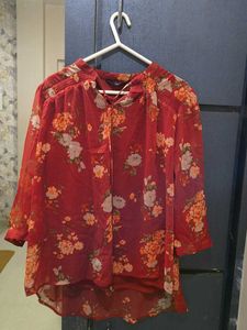Floral Print Red Top(new)not all used..