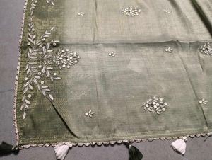 Elegant heavy  Saree 2 shade of green