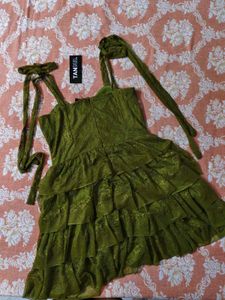 Green Tiered Mini Dress