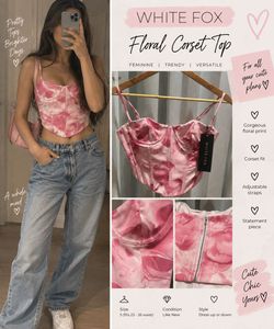 White Fox Pink Floral Corset Top XS (with Tag)