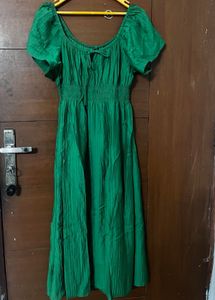 westside Green Puff Sleeve Dress