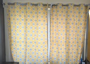 Yellow & Blue Diamond Pattern Curtains