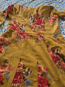 BIBA Yellow Floral Print Kurta with brand size 36