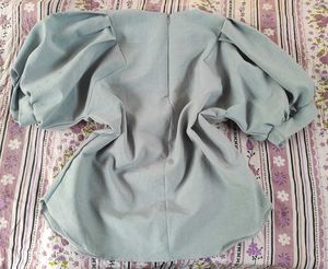 Blue buff sleeve korean top