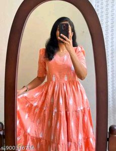 Elegant Coral Tiered Midi Dress -XL
