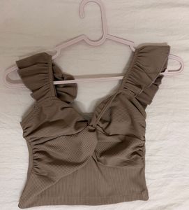 Ribbed Ruffle Top