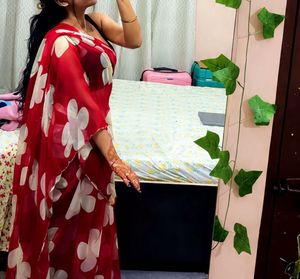 Beautiful Red Floral Saree