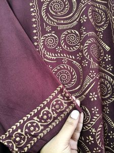janasya maroon foil print Kurta