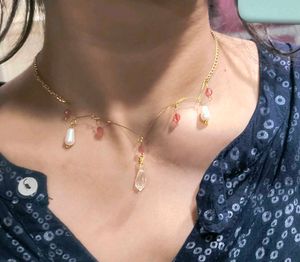 Handmade Elegant Pearl &amp; Pink Bead Necklace | Ligh