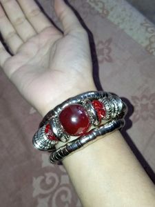 Red Stone Silver Bracelet